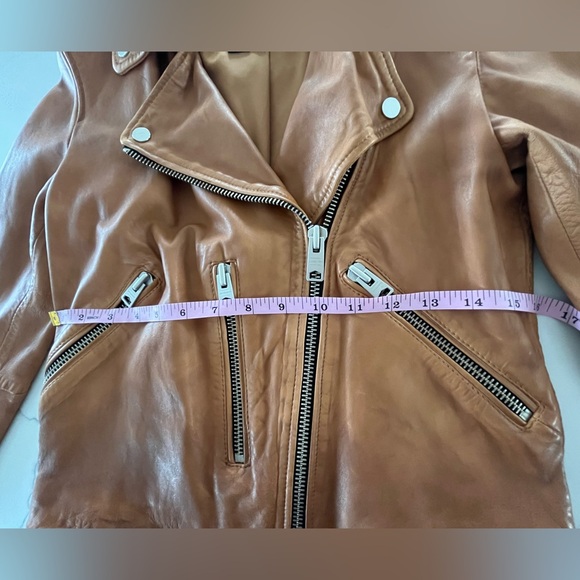 AllSaints Fern Dipdye Biker Sheep
Leather Moto Jacket Cognac Brown
Size US 4 - Picture 13 of 15